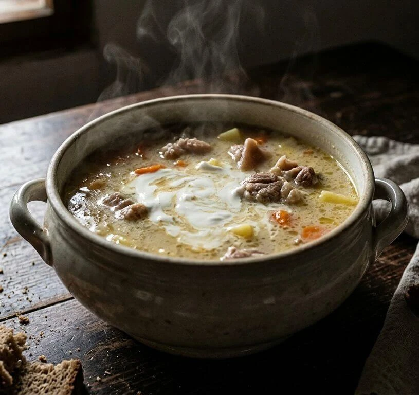Domača štajerska kisla juha v skledi